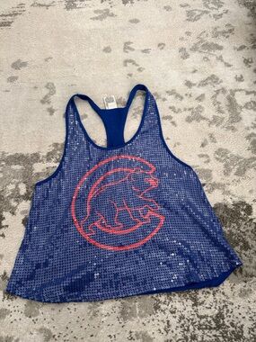 Victoria Secret pink Sequin Racerback tank top Chicago Cubs